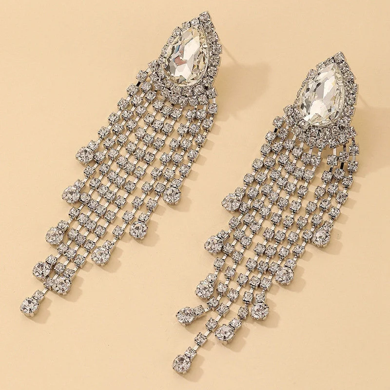 Dangle Chandelier Rhinestone Earrings JS-031