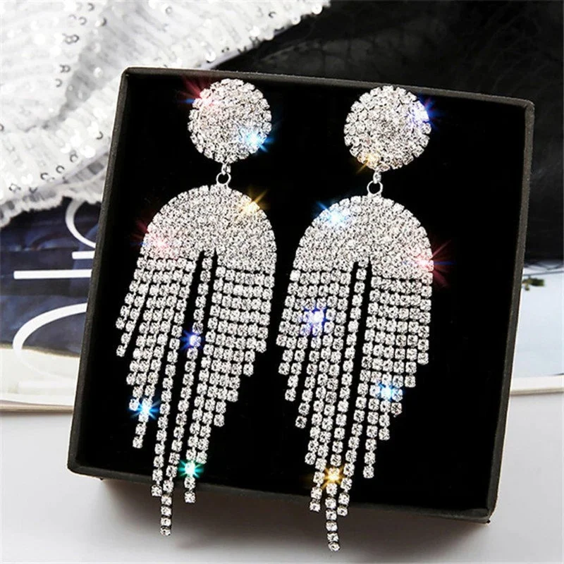 Chandelier Pearls Rhinestone Earrings JS-021