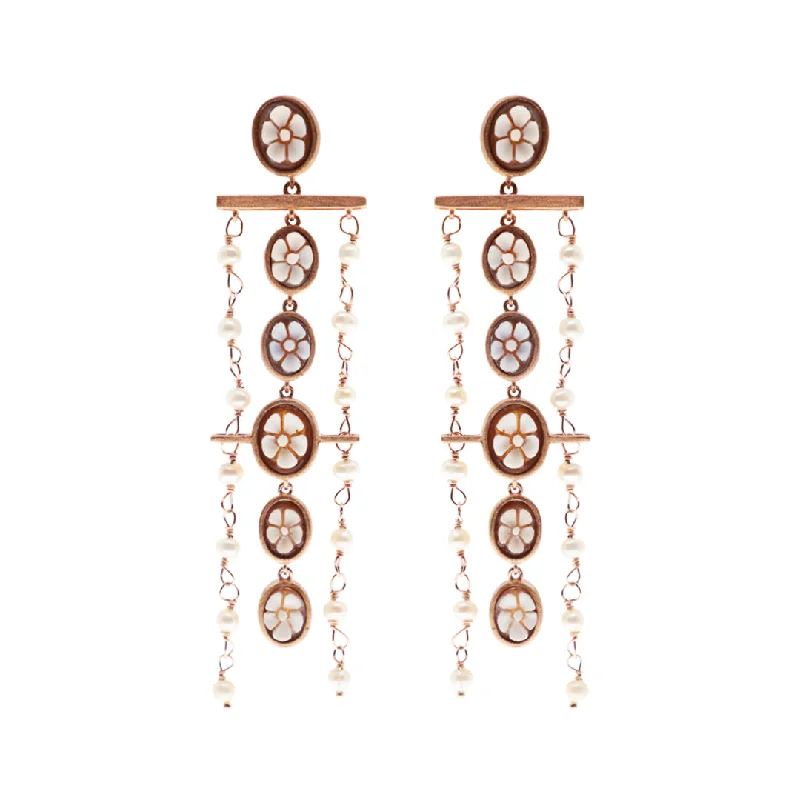 Cameo Oval Fiore Chain Earrings