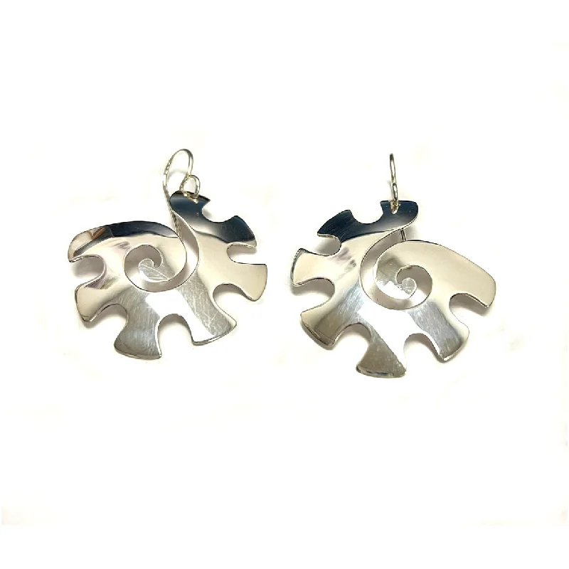 Sterling Silver Scroll Burst Dangle Earrings