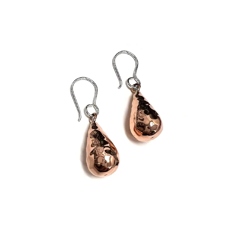 Copper Hammered Drip Earrings