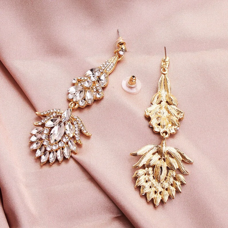 Flower Luxury Rhinestone Earrings (Gold or Silver) JS-046