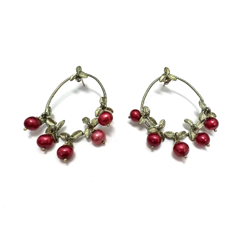 Cranberry Hoop Post Earrings - Michael Michaud Design