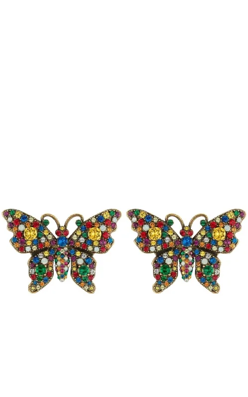 Crystal Studded Butterfly Earrings