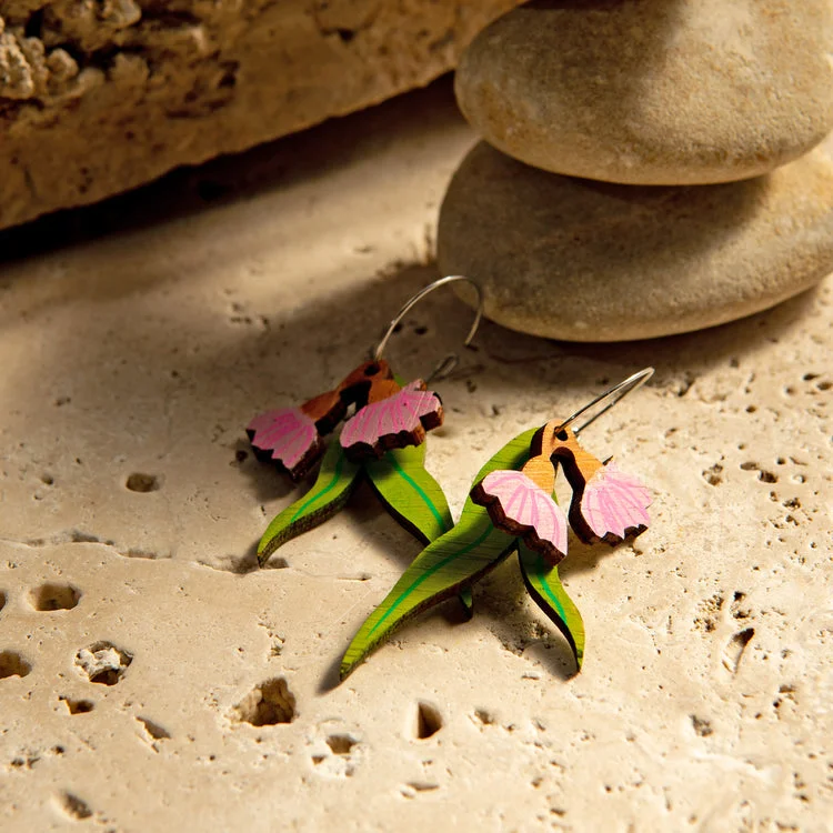 Fizzy Flora Earrings - Bamboo Eucalyptus Pink*