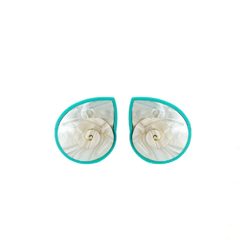 Earring Spiral Shell  {Turquoise}