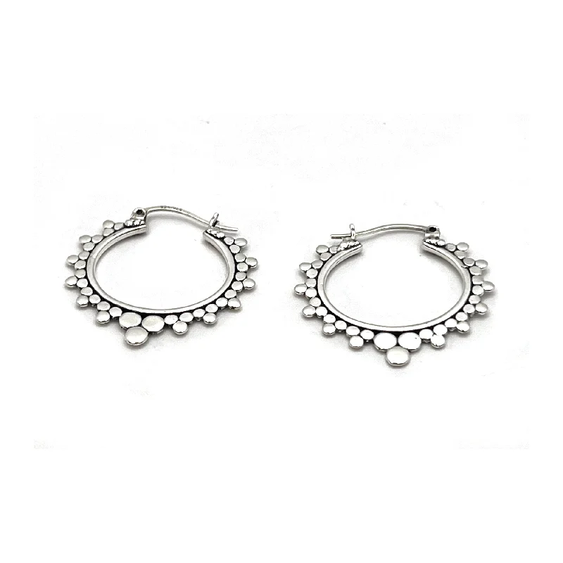 Sterling Silver Clustered Circle Hoop Earrings