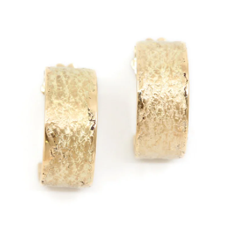 Earthy Textured Gold Half Hoop Earring