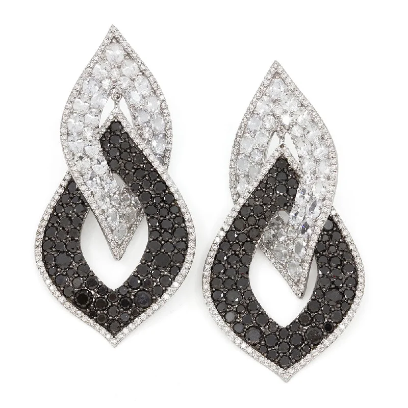 Entwined Clear Sapphire & Black Diamond Earring.