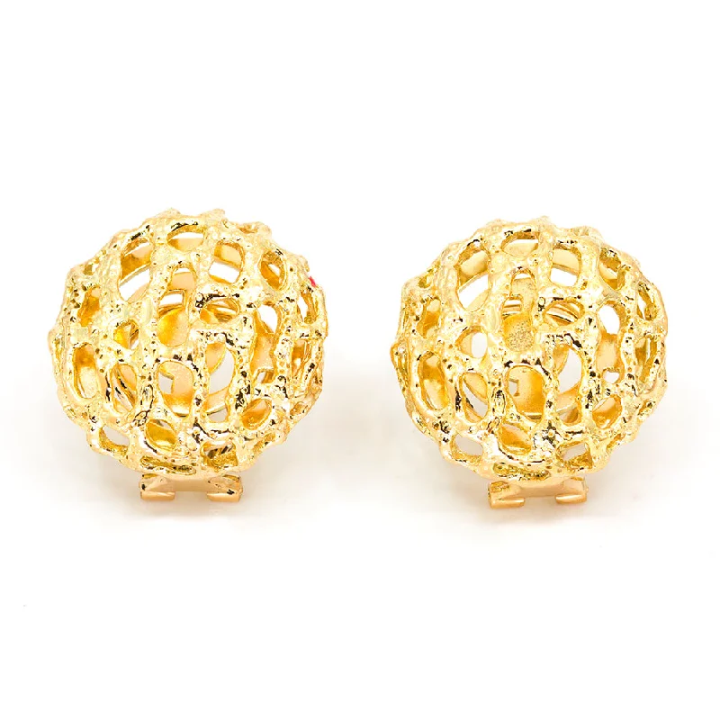 Entwined Textured Gold  Dome Earring