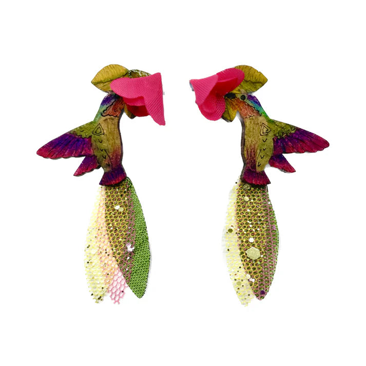 Anna's Pink Hummingbird Earrings