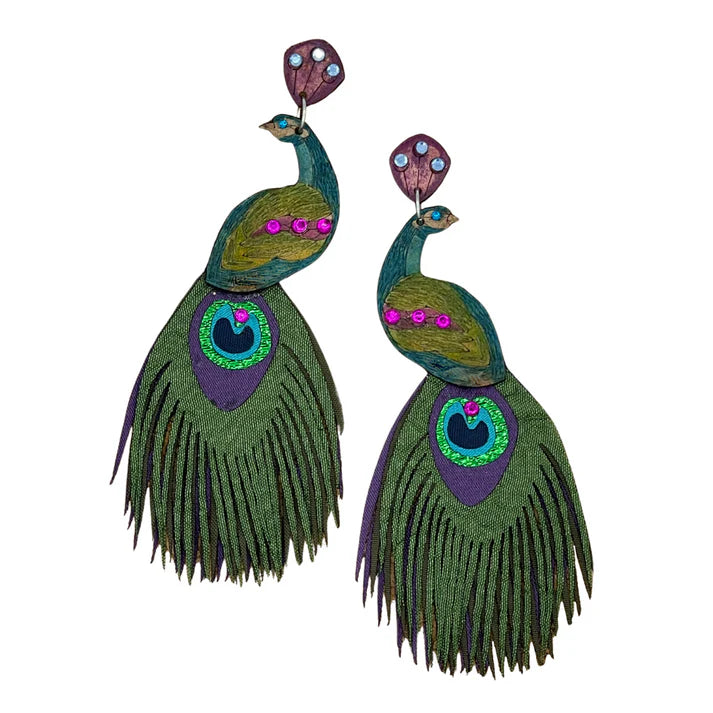 Extra Large Peacock Earrings