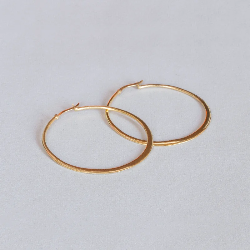 Flat Gold-plated Large Hoop Earrings