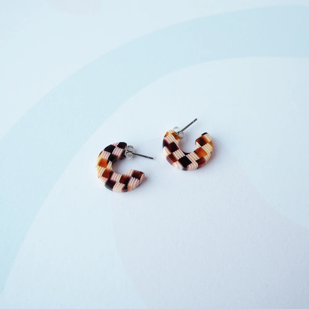 Honey Checker super mini hoops earrings custom made