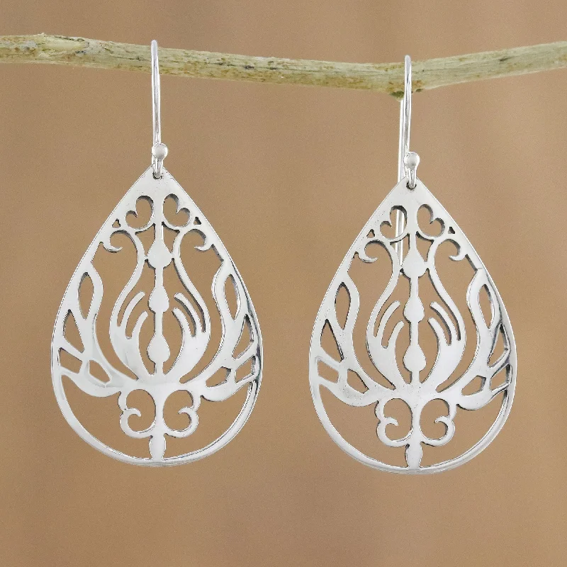 Life Grows Openwork Sterling Silver Dangle Earrings from Thailand