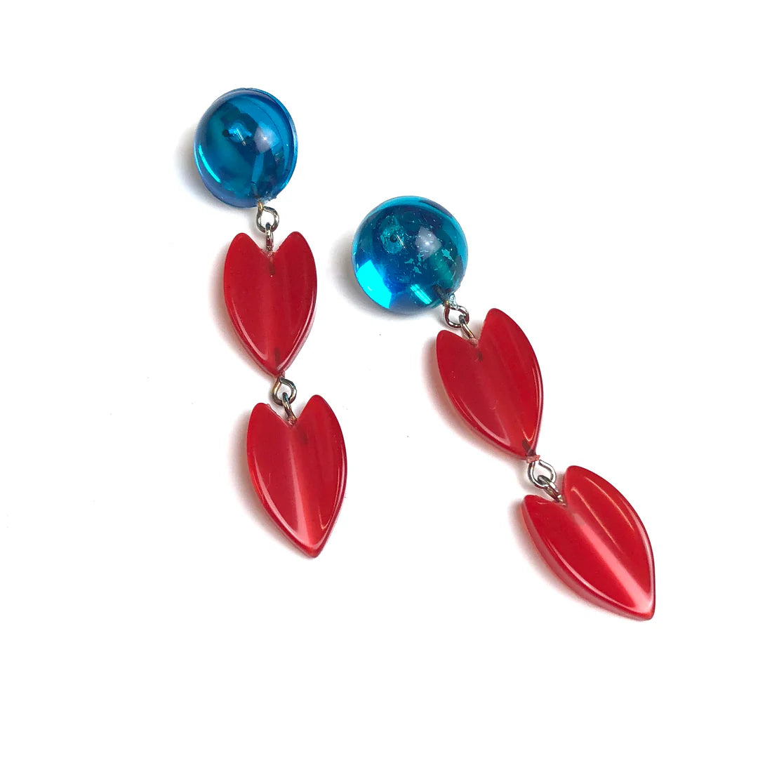 Capri + Cherry Red Leaf Drop Statement Earrings