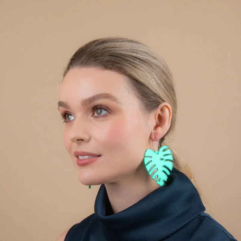 Mintcloud Earrings - Large Monstera Leaf Dangles