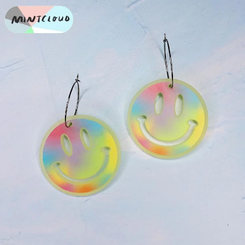 Mintcloud Earrings - Rainbow Happy Face*