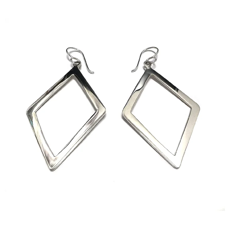 Sterling Silver Diamond Outline Dangle Earrings