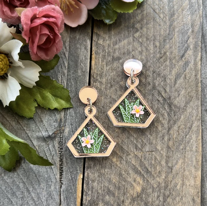 Aloe Terrarium Earrings Rose Gold