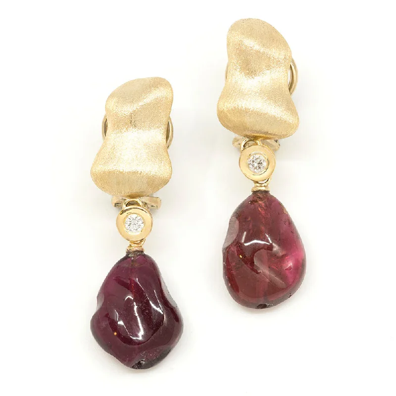 Nugget Earring with Red Tourmaline