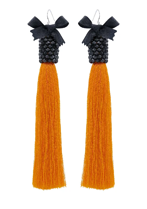 Orange Silk Tassel Earrings