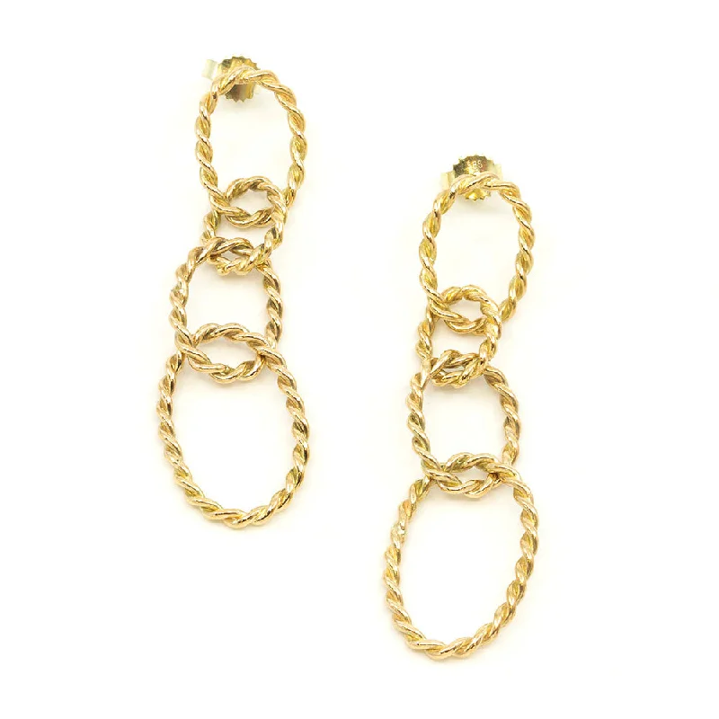 Oval Coiled Gold Links Earring