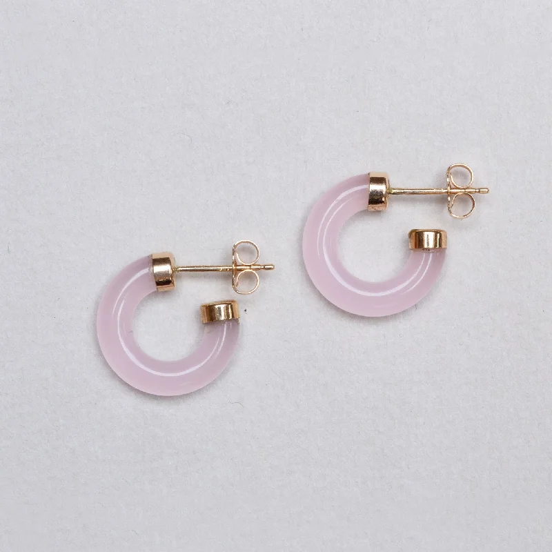 Vintage 14ct Gold Rose Quartz Hoop Earrings