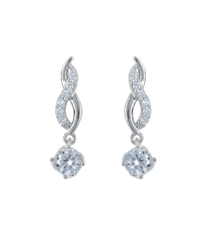 Pretty Stone Studded Silver Earring