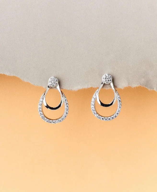 Pretty Stone Studded Silver Earring