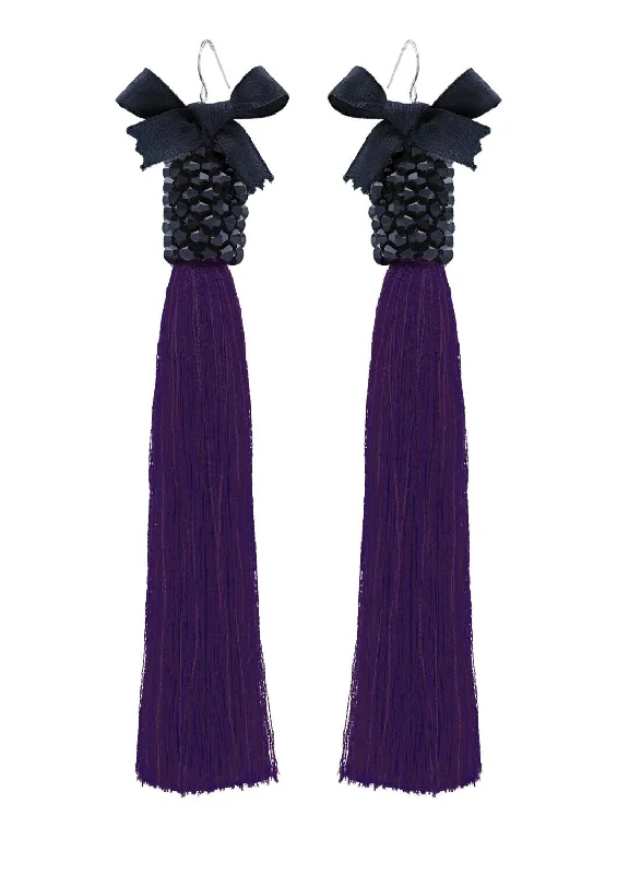 Purple Silk Tassel Earrings