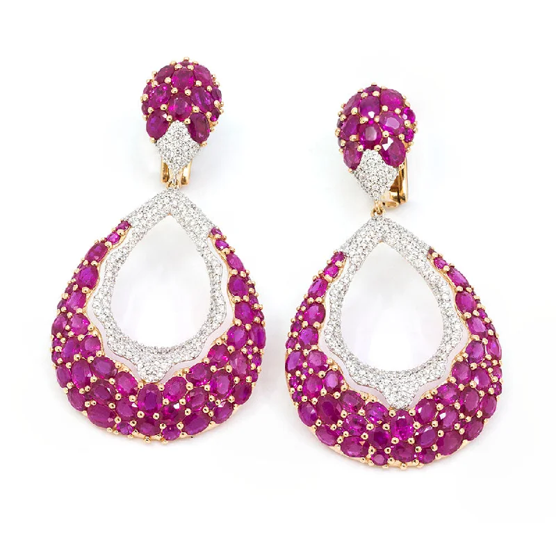 Ruby & Diamond Drop Earring