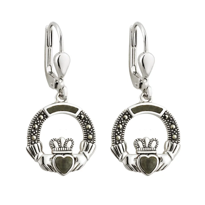 Connemara Marble Claddagh Earrings