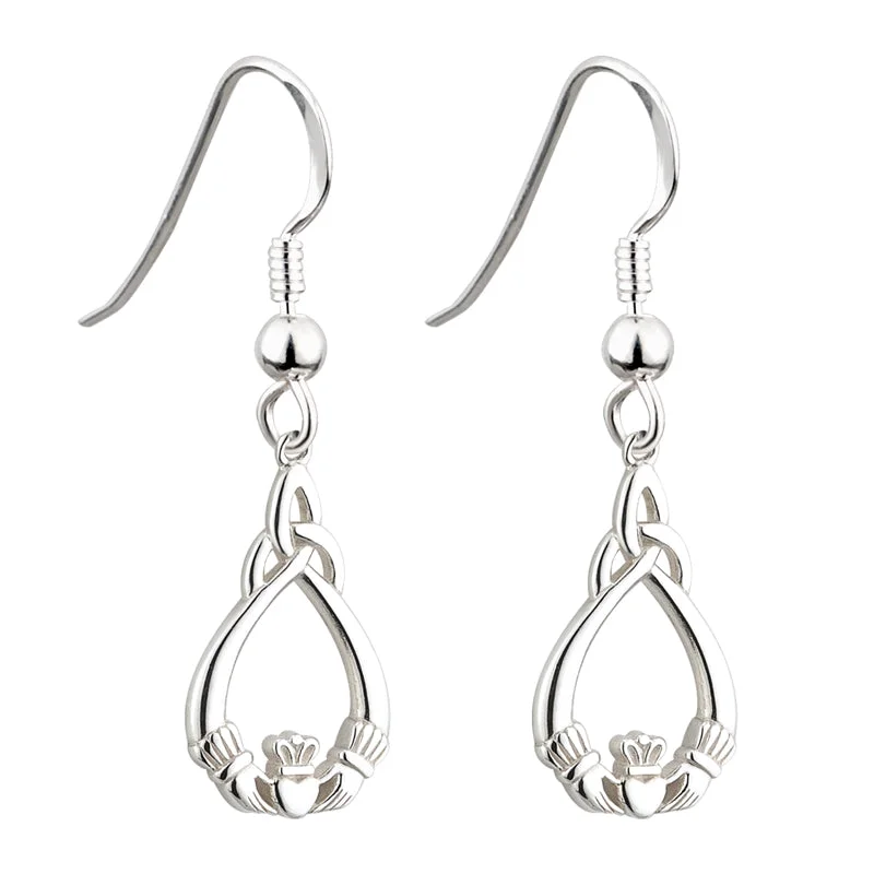 Silver Claddagh Trinity Earrings