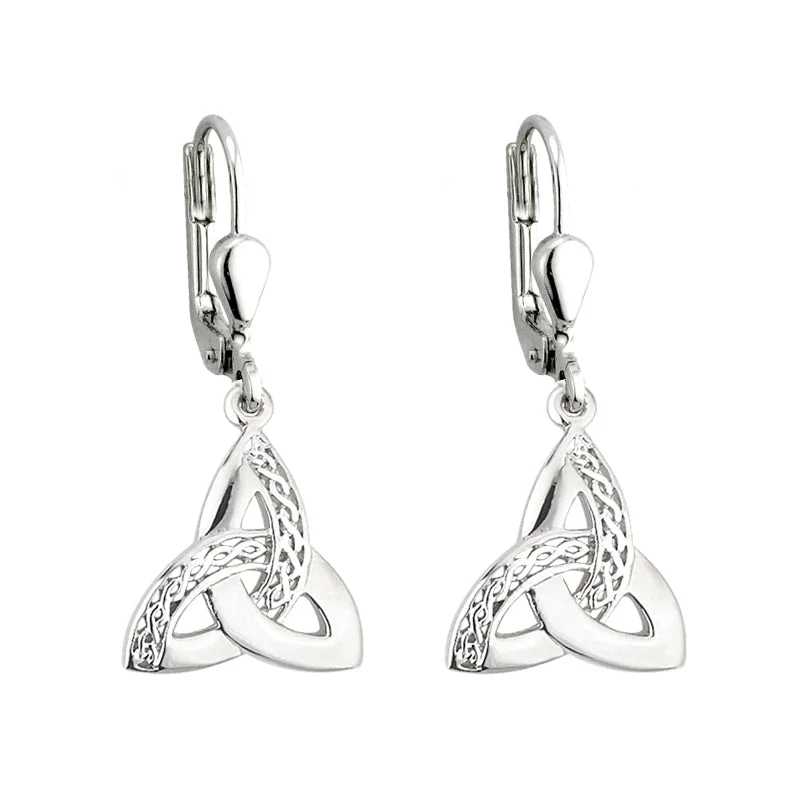 Silver Drop Trinity Earrings