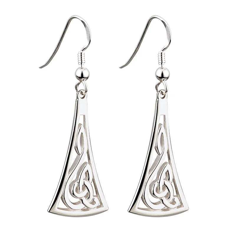 Silver Long Celtic Earrings