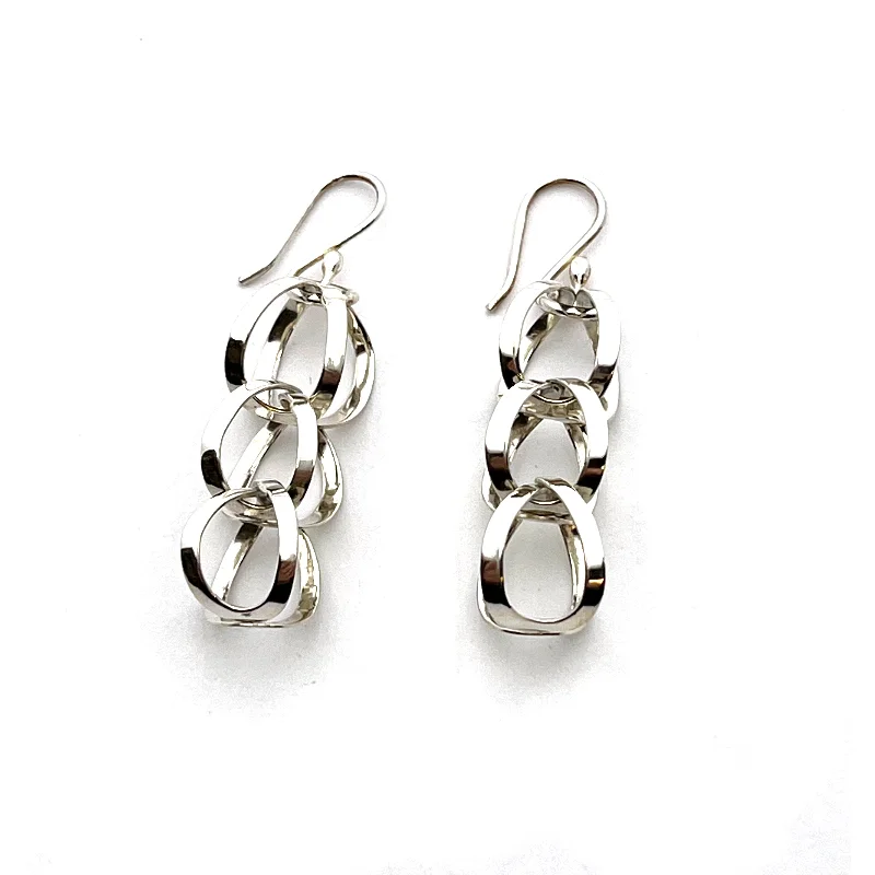 Sterling Silver Stacked Circle Dangle Earrings