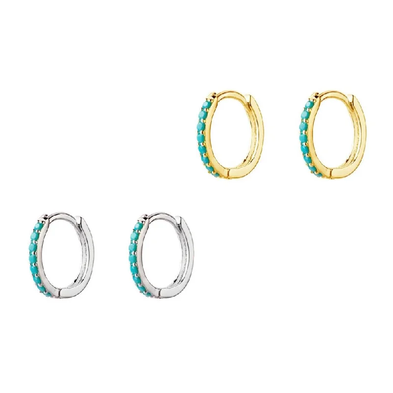 Sterling Silver Earrings - Turquoise Studded Sleeper