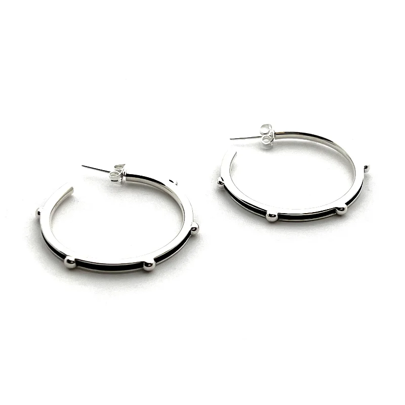 Sterling Silver Stud Hoop Earrings