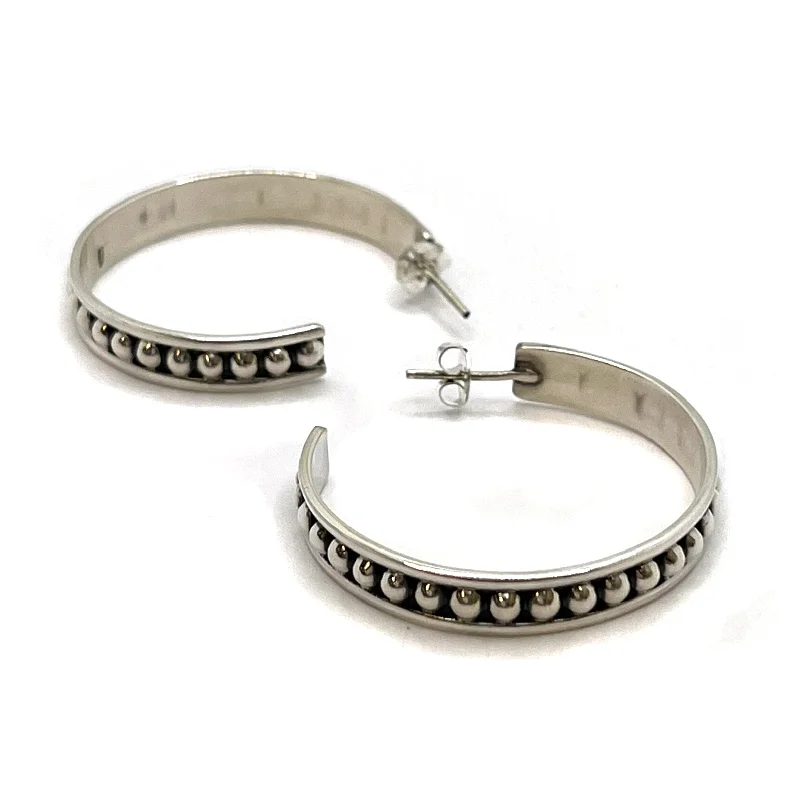 Sterling Silver Large Studded Hoop Earrings