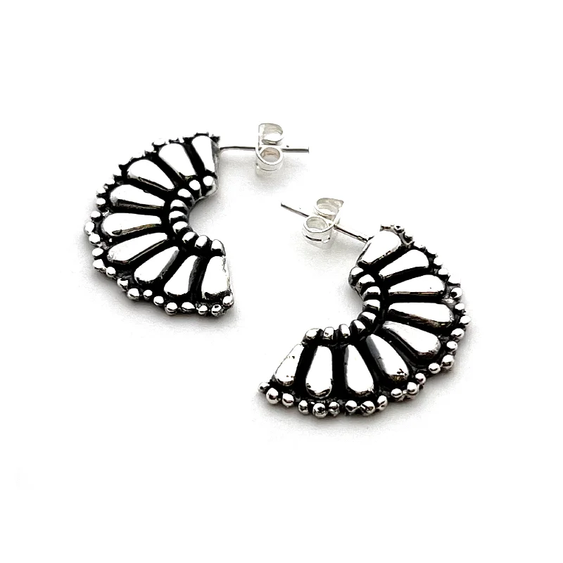 Sterling Silver Textured Semi Circle Earrings