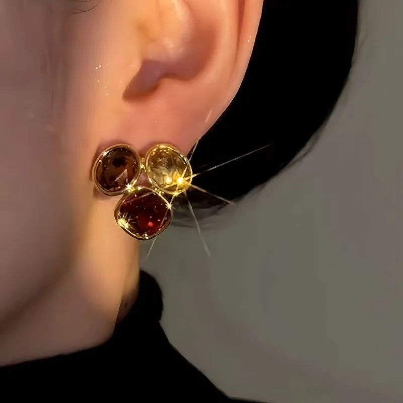 14K Gold-Plated Luxury Zircon Stud Earrings