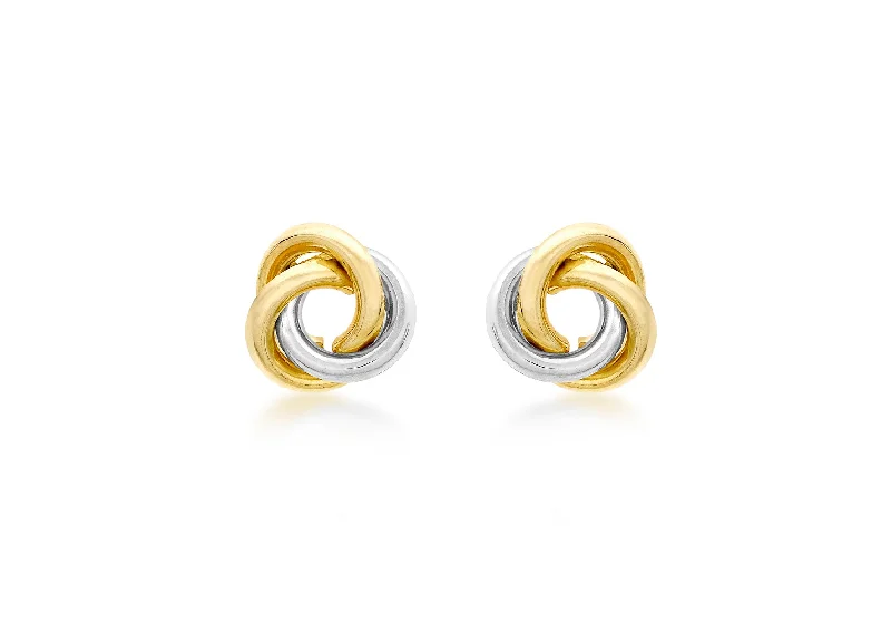 2 colour gold knot stud earrings 36303