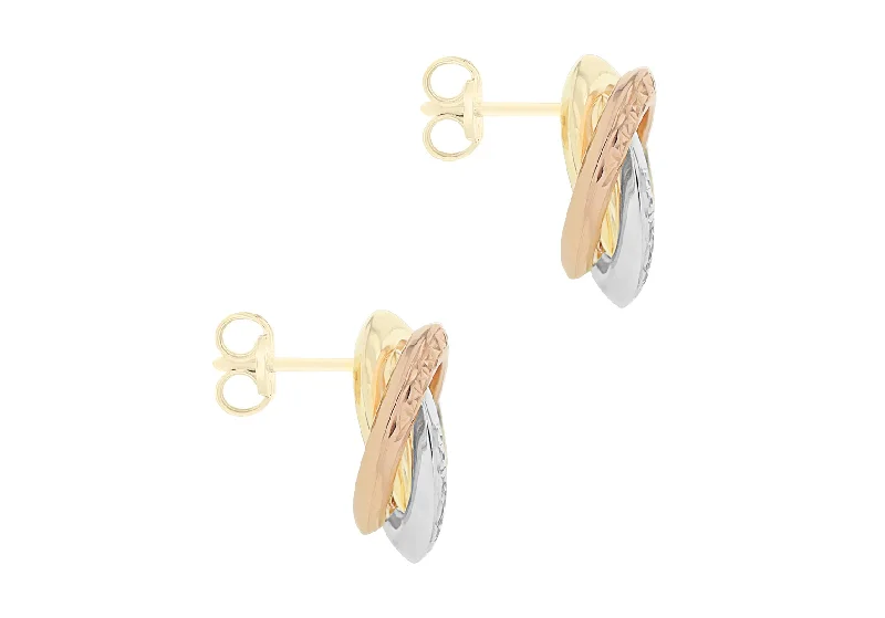 3 colour gold 3 circle stud earrings 36870