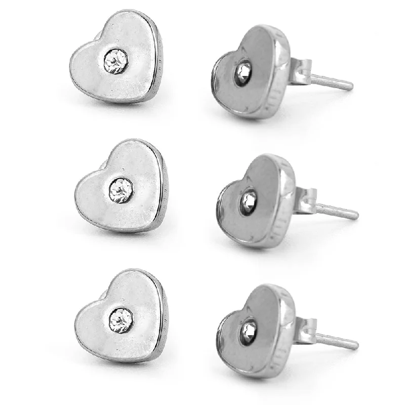 3 Pairs Stainless Steel Heart Stud Earrings for Women and Girls  Manufacturer:  Stud Earrings