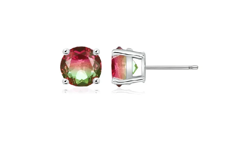 Watermelon Tourmaline Stud Earrings