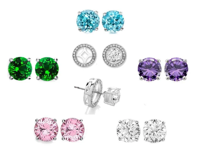 Set of 5 Swarovski Crystal Interchangeable Halo Stud Earrings