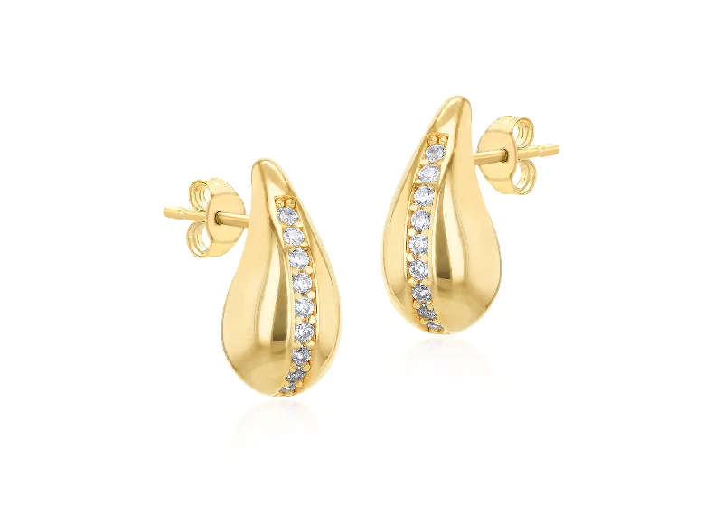 9ct  gold CZ tear drop stud earrings 37565