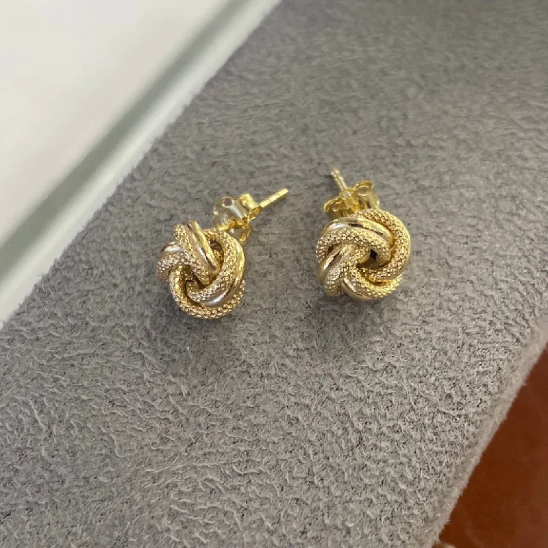 Textured Knot Stud Earrings - 9ct Gold