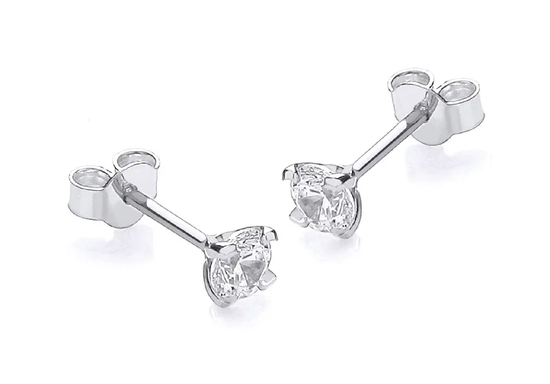 9ct white gold 4mm CZ stud earrings 37386